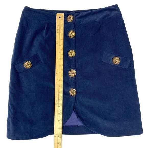 Leona by Lauren Leonard Mini Skirt Womens 4 Blue Corduroy 90s Western High‎ Rise - Picture 8 of 9